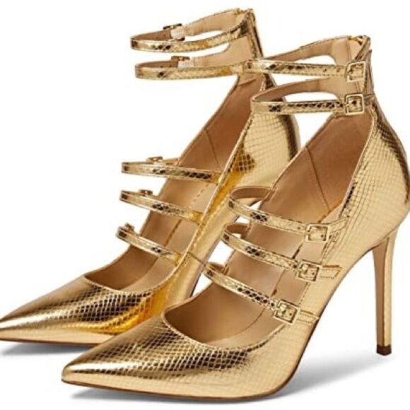 Michael Kors Gold Strappy Heels - Picture 1 of 7